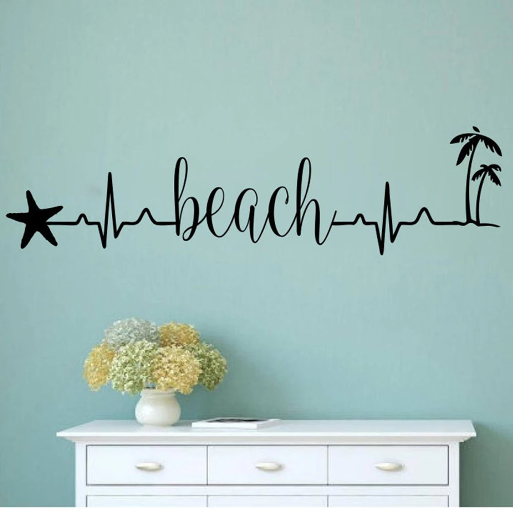 

Large Beach Heartbeat Palm Tree Wall Sticker Cart Camper Rv Motorhome Camping Travel Explore Wall Decal Vinyl Home Decor