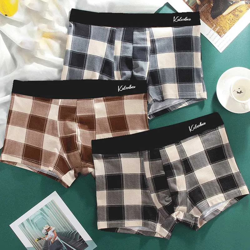 

2021 Underwear Men 3pcs lattice Boxers Man Boxer Shorts Mens Underpants Mens Panties Underwear Cotton Boxer Shorts Plus Size 3xl