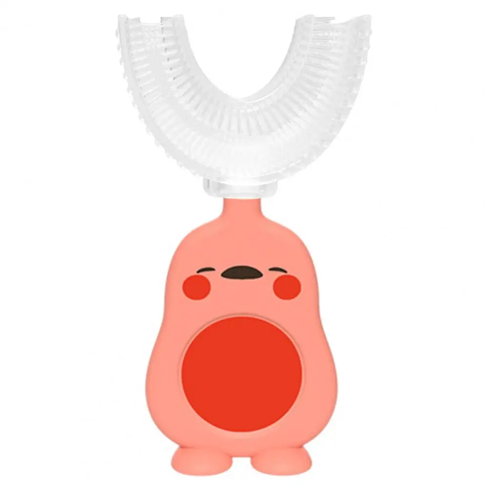 Ni&ntilde;o cepillo de dientes mango de historieta 360 grados de limpieza de mano de cerdas suaves U-Manual Tipo de cepillos de dientes suministros de beb&eacute; Cuidado Oral-1