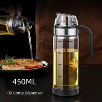 450550ml olive oil dispenser bottle with scale auto flip condiment container automatic cap and leakproof vinegar glass cruet