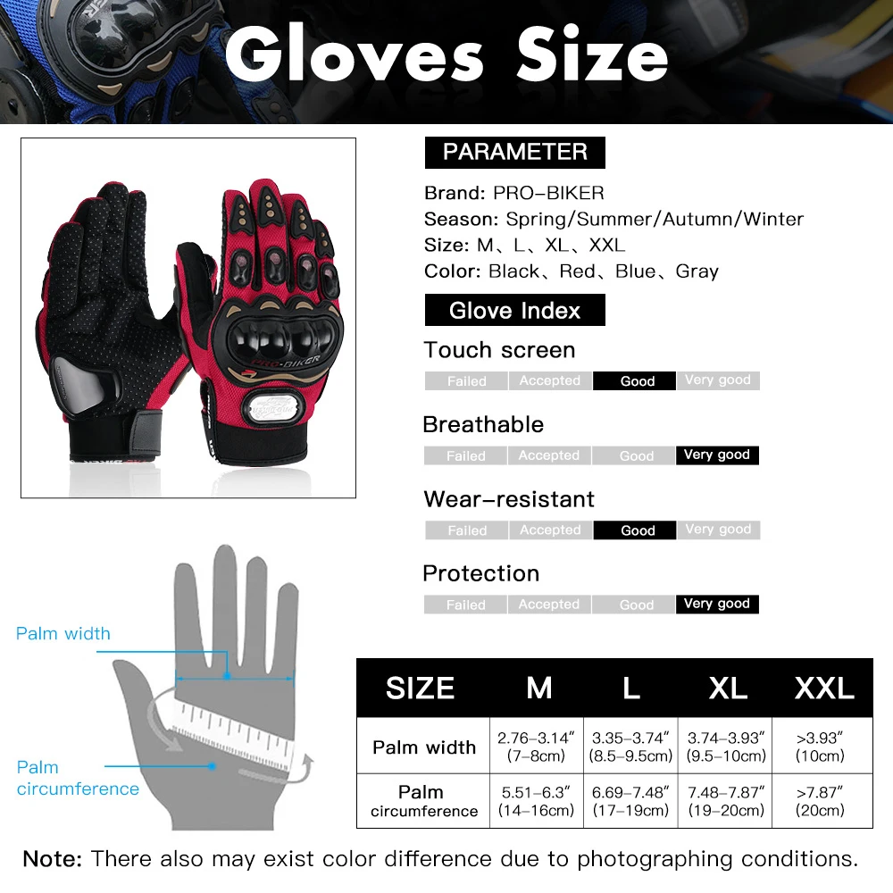 

PRO-BIKER Guantes Luvas Moto Gloves Motorcross Full Finger Protect Gears Motorcycle Bicycle Cycling Wearable for MTB ATV Glove