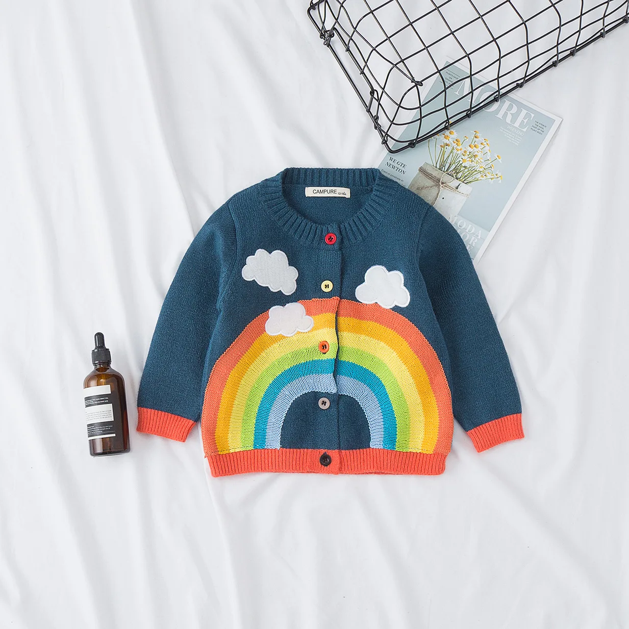 Осенние детские свитера с радужным принтом Свитера для маленьких мальчиков
