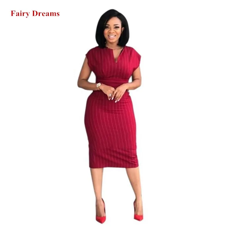 Африканские облегающие красные платья Женская Полосатая африканская одежда