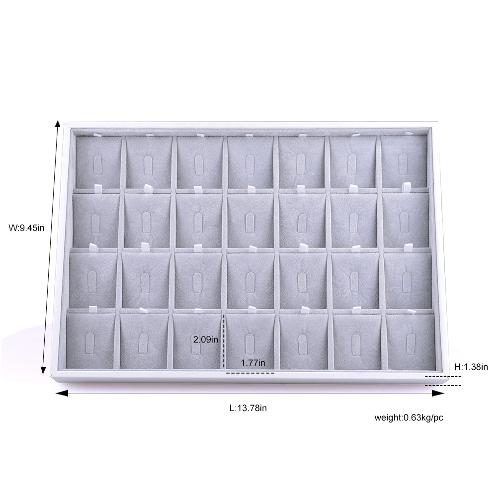 Oirlv Luxury Silver Gray Jewelry Display Tray Earring Ring Pendant Necklace Display Tray Holder Jewelry Showcase Box Organizer