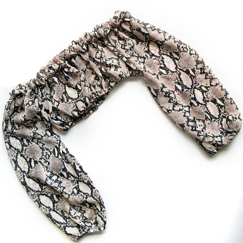 Женский топ с открытыми плечами и длинным рукавом со змеиным принтом | Женская