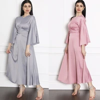 middle east dubai saudi arabia eid mubarak ramadam women fashion muslim dress satin floured sleeve diamonds kebaya abaya dress