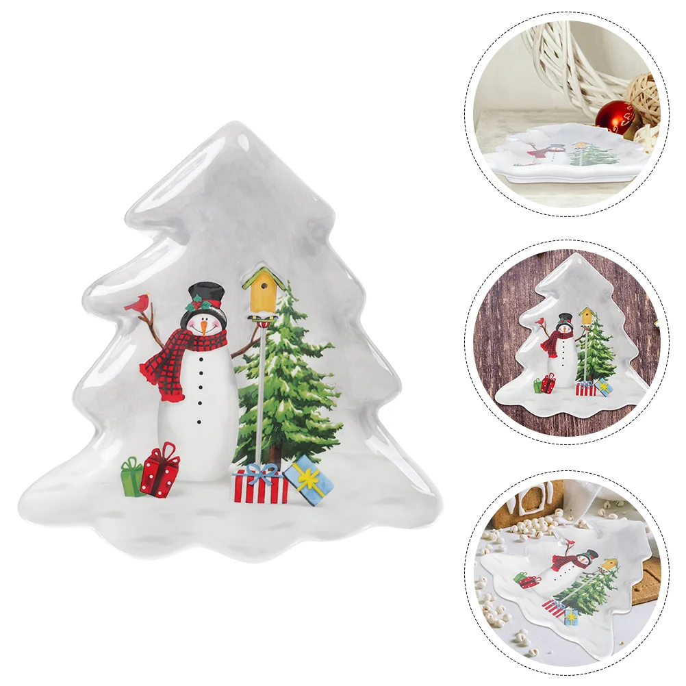 

1PC Nordic Countryside Christmas Themed Christmas Tree Shaped Design Plate
