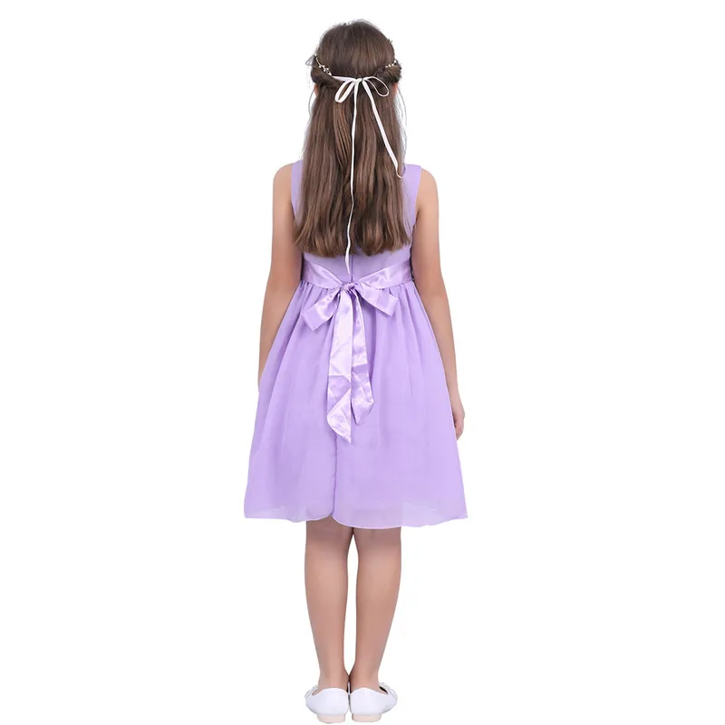 TiaoBug Kids Girls V-Neck Flower Girl Chiffon Dresses for Children Wedding First Communion Formal Party Prom Dress 2-14Y | Свадьбы и