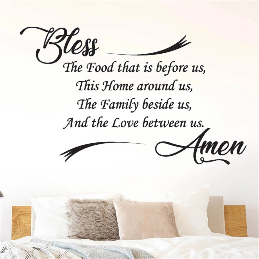 

Bless The Food Quotes Kitchen Amen Wall Stickers And Graphics Decals Removable Vinyl Dinning Room Lettering Decor Poster DW12815