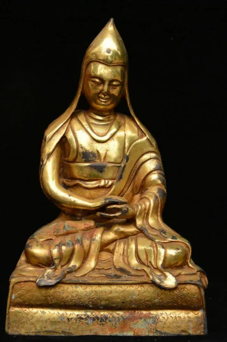 Старый тибетский буддизм Бронзовый свинка цонкапы лама Tsong хапа цонкапа статуя |