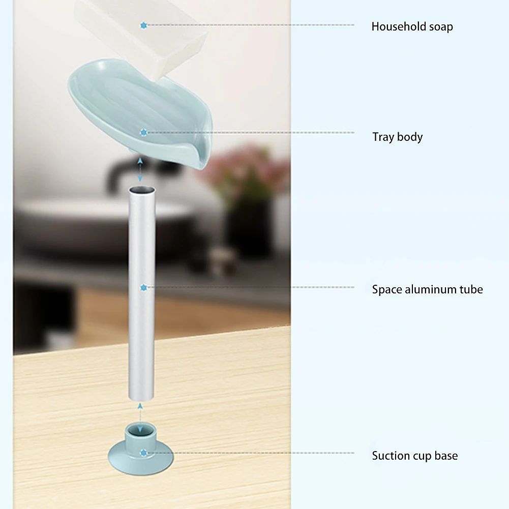 

Soap Box Leaf Shape Drain Soap Holder Standing Suction Cup Drain Rack Toilet Soap Dish For Kitchen Bathroom Shower Soap Stand