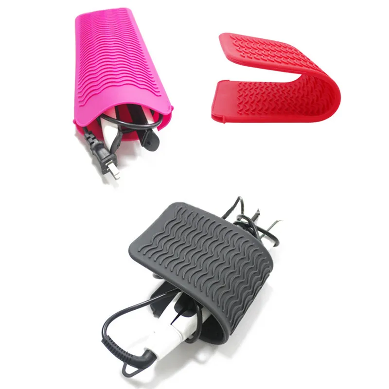 

1PC Insulation Mat Silicone Non-slip Heat Resistant Mat Storage Pouch Hair Straightener Curling Iron Pad Bags Repeatable Use