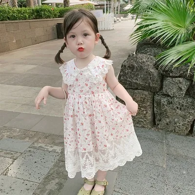 Платье Детская одежда Новинка 2020 года Летнее платье Платья для девочек Кружевное