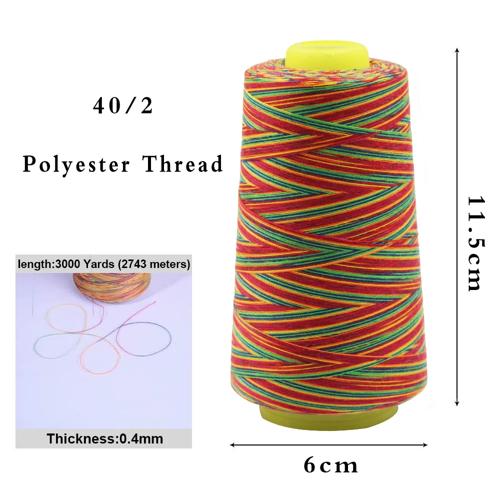Цветная швейная нить 3000 ярдов из 40/2 полиэстера для шитья квилтинга оверлока