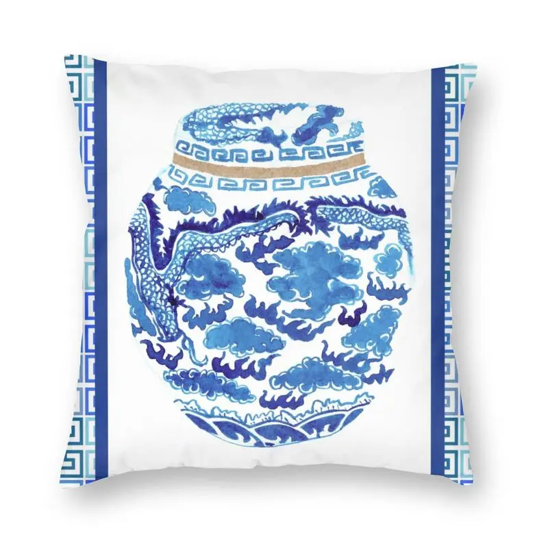 

Пользовательский китайский имбирный банка цветочный узор Подушка Чехол украшение винтажный китайский изящный дельф Синий чехол для подушки для гостиной
