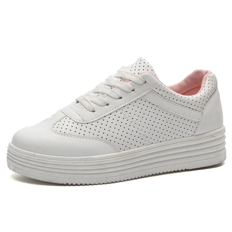 Sapato feminino; женская обувь для тенниса; Tenis Blancos; износостойкая резиновая обувь для бега; женская кожаная обувь на плоской подошве; женская спортивная обувь; 7 - Цвет: Розовый