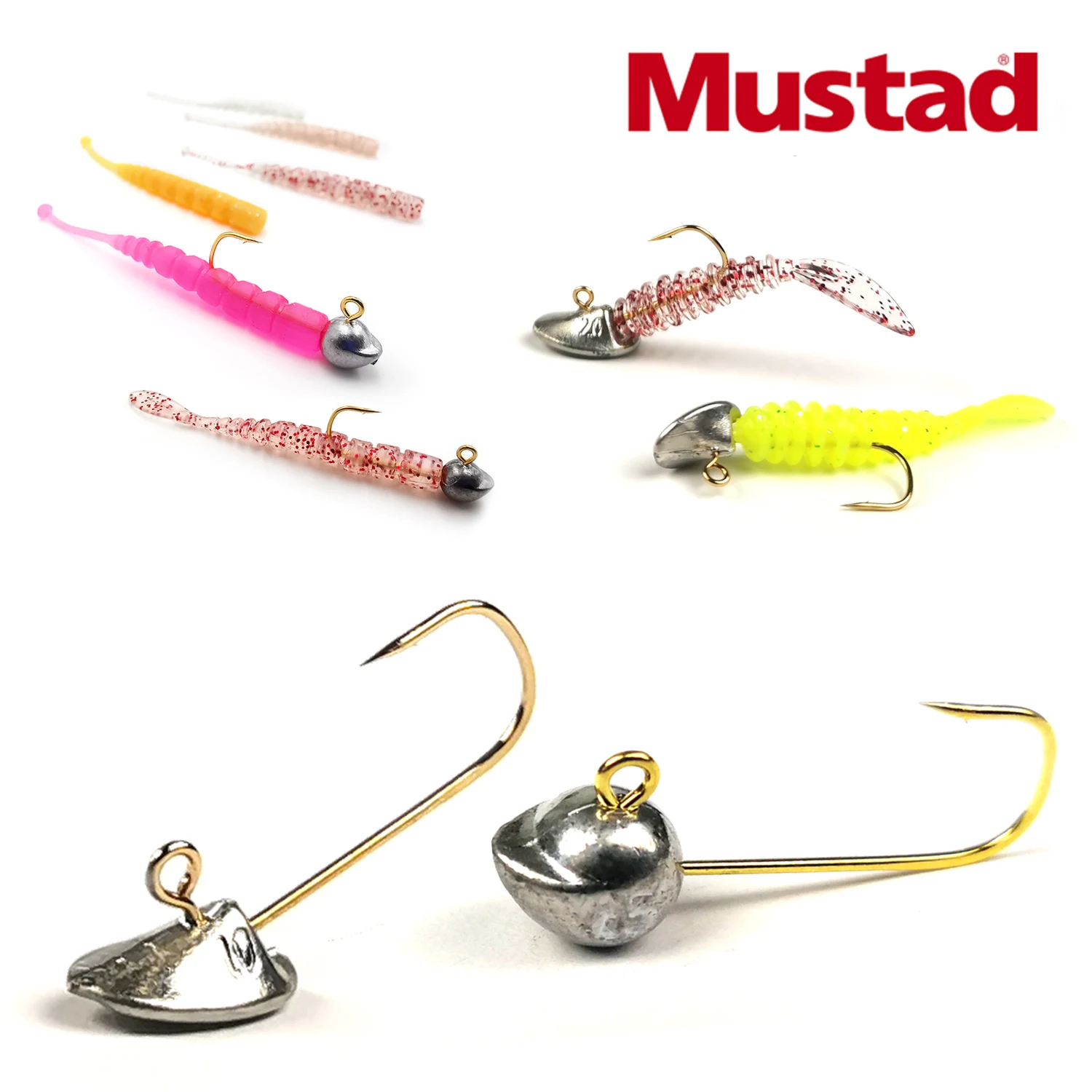 

Mustad 5pcs 0.8 to 3.0g Rockfish Hook Jig Head Hooks AJING Soft Lure Texas Raft Fishing Tackle For Worm Swimbait Ultralight Rod