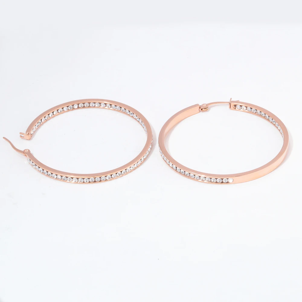 Женские серьги кольца из нержавеющей стали с фианитом|stainless jewelry for women|hoop earrings