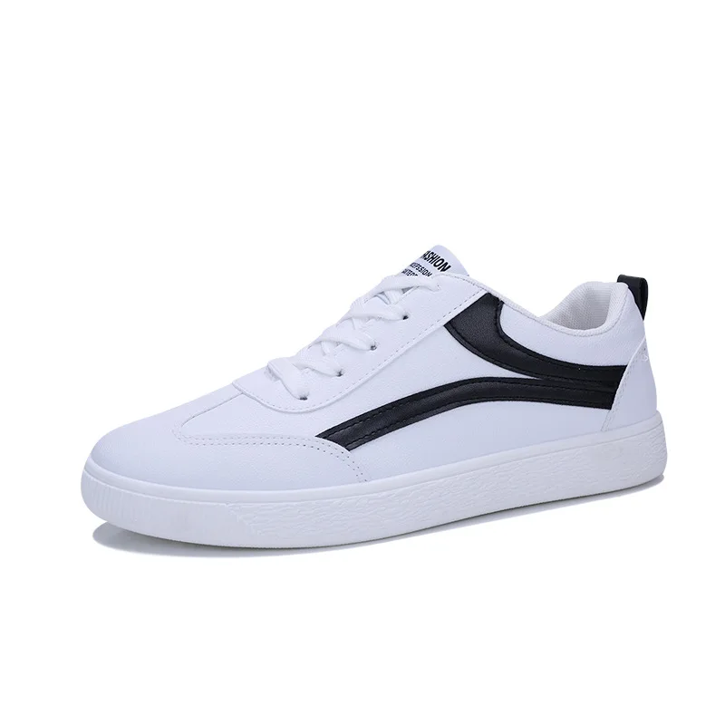 

Casual White Shoes Men Sneakers Size 39-44 Quality Fauxed Leather Stitching Flat Sports Walking Trainers Men Skateboard Shoes