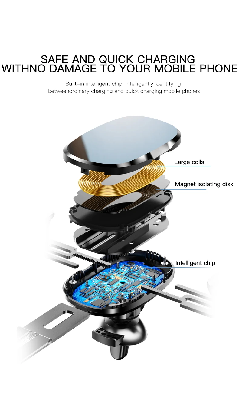 IONCT 10 Вт Быстрое беспроводное автомобильное зарядное устройство для IPhone 11 XS XR X 8 Qi зарядная подставка гравитационный Автомобильный держатель для телефона для samsung S10 S9