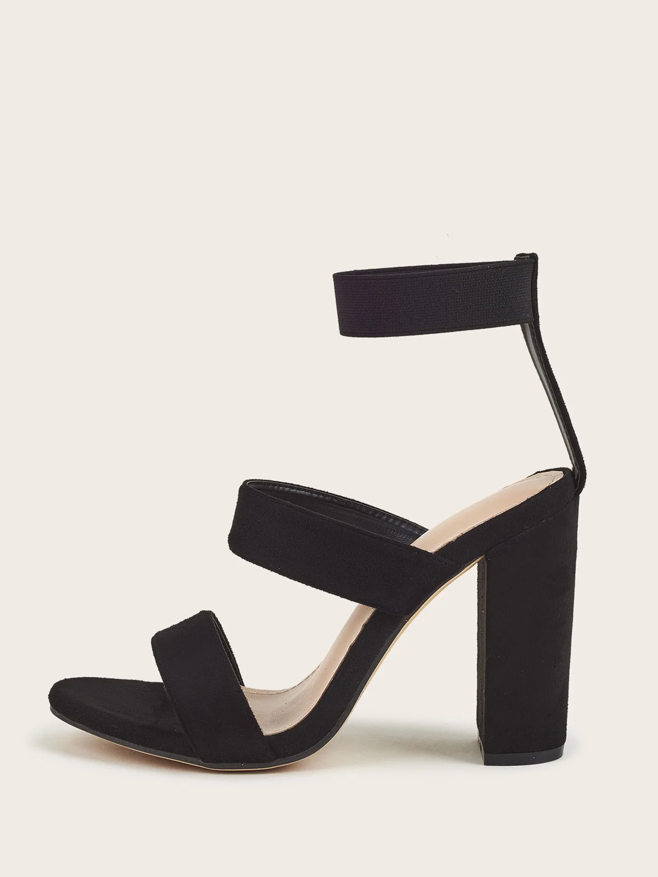 

2020 new women's shoes elastic band thick heel high heel black versatile women's sandal