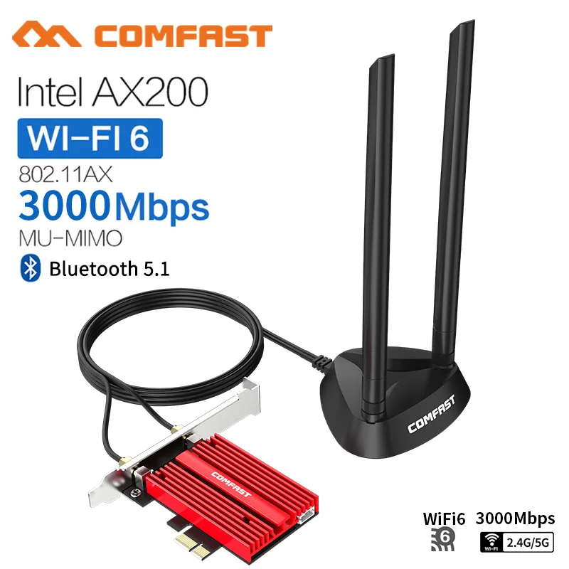 Двухдиапазонный беспроводной адаптер 3000 Мбит/с Wifi 6 AX200NGW PCI E 1X 2 4 ГГц/5 ГГц 802.11ac/ax
