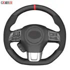 Сделай Сам, сшитая вручную мягкая черная натуральная кожа, замша чехол рулевого колеса автомобиля для Subaru WRX (STI) 2015-2019 Levorg 2015-2019