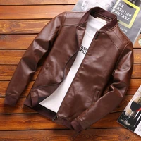 thoshine brand spring autumn men pu leather jackets buttons thin korean fashion casual coats outerwear slim fit leather jacket