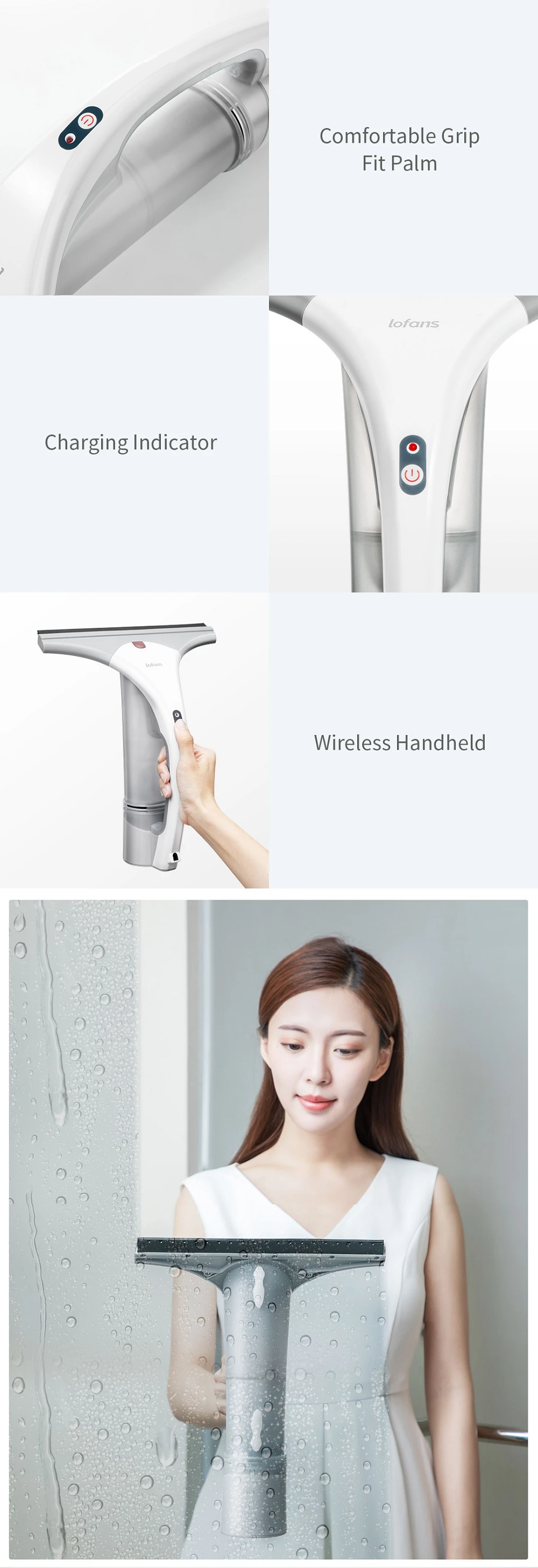 Xiaomi Lofans очиститель стекла сильное всасывание мульти Очиститель Щетка с лейкой для автомобиля Кухня домашняя Чистка