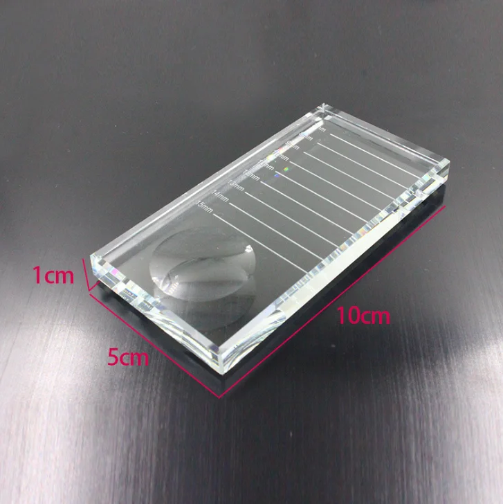 

100pcs Eyelash Pallet Crystal Glass U Curved/Straight Stand Pad False Eyelashes Holder Transparent Glue Tray hot