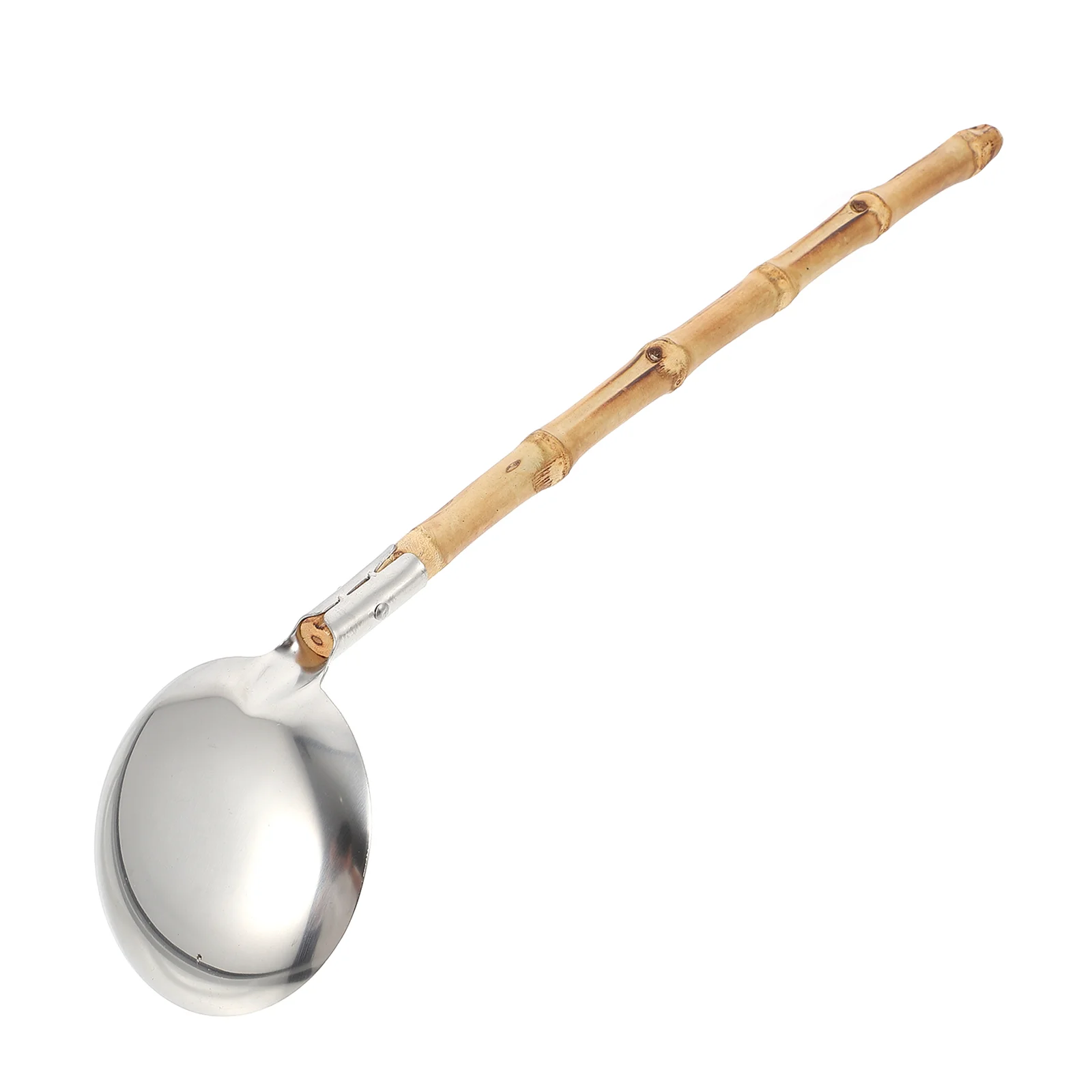 

1 шт., ложка для супа из нержавеющей стали с бамбуковой ручкой