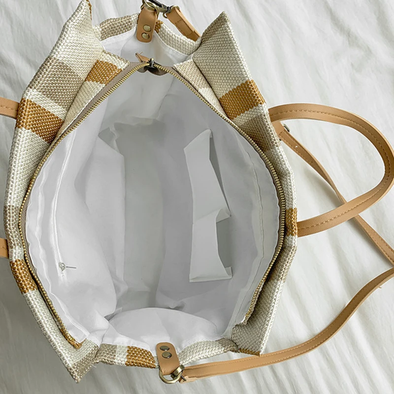 

2020 fashion New shoulder bag Striped canvas women handbag multi-function large capacity commuter package lady bag