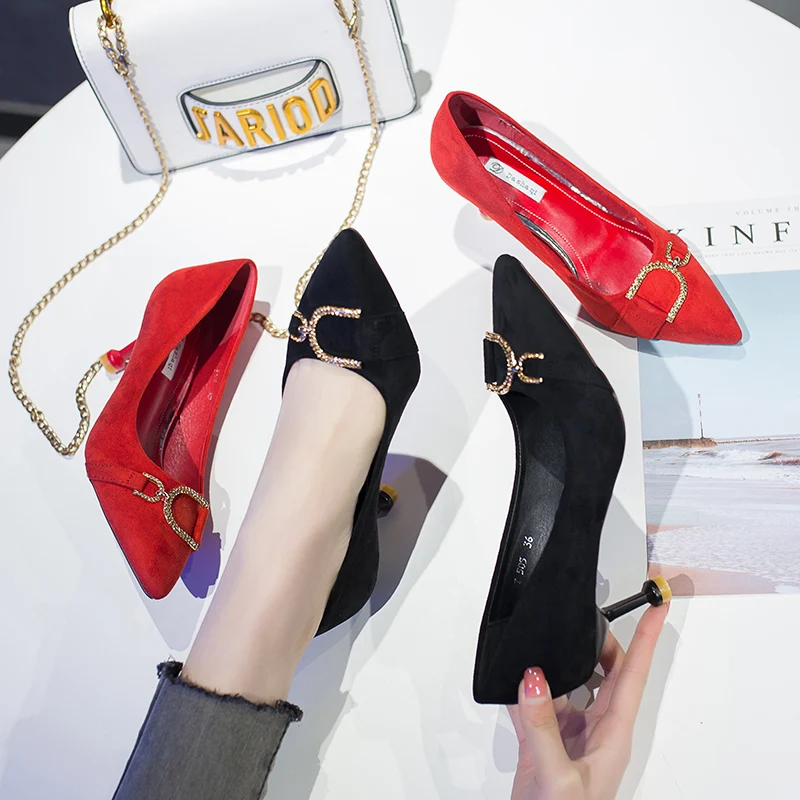 Роскошные женские туфли лодочки 2020 пикантные Туфли на каблуке с острым носком