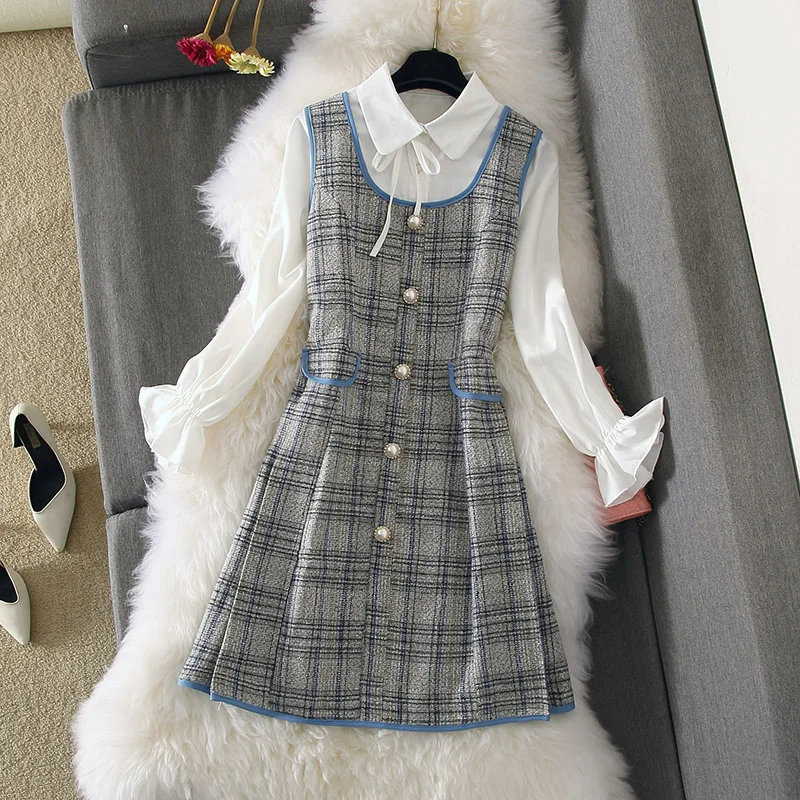 Весна 2020 элегантные вечерние платья-рубашки в стиле преппи с длинным рукавом