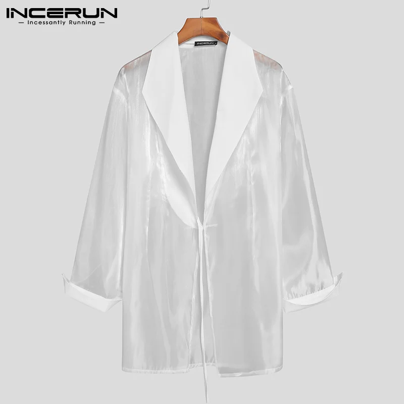 

Пиджак мужской, прозрачный, с длинным рукавом, на завязках, 2021