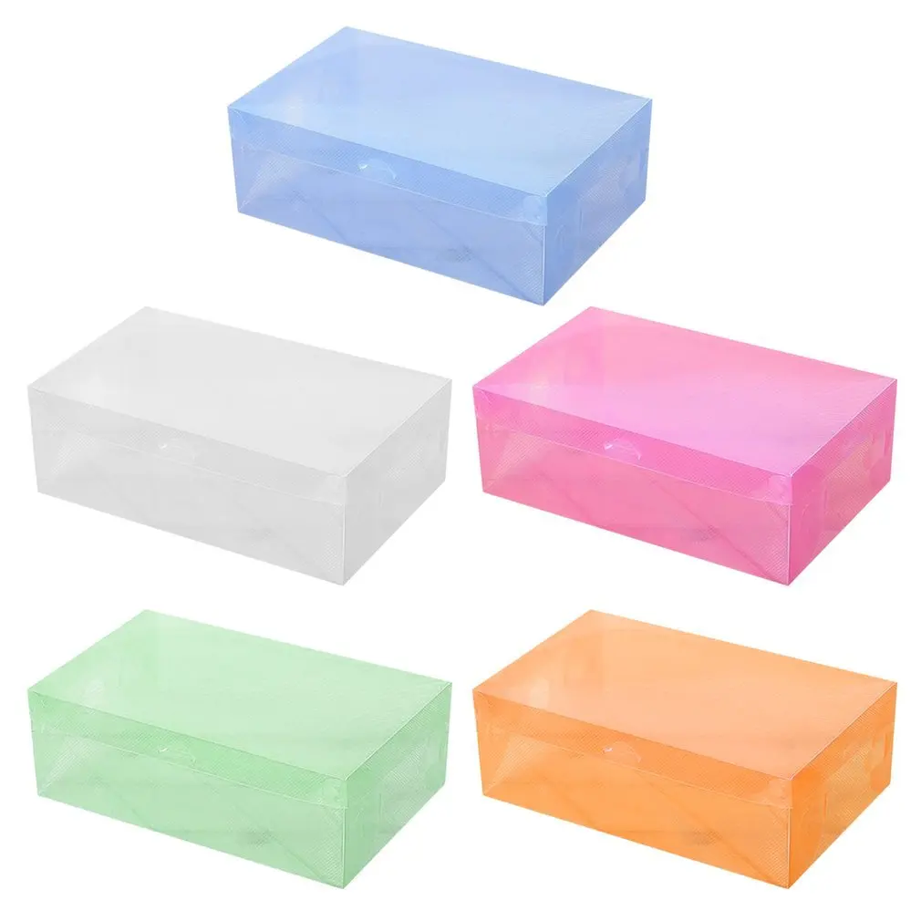 PP Plastic Shoe Boxes Universal Storage Organizer Stackable Space Saving Flip Type Drawer Box for Slippers Sandals Sport Shoes | Дом и сад