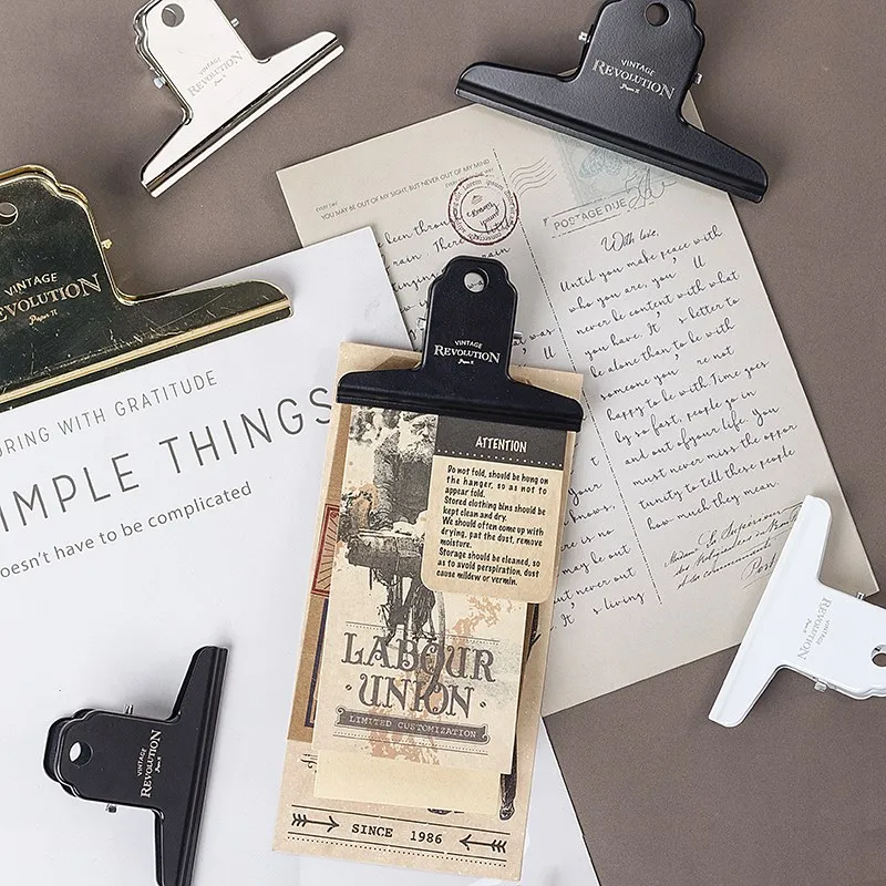 

Винтажные простые металлические зажимы для бумаги и документов, зажим для утконоса, зажим с длинным хвостом, школьные канцелярские принадл...