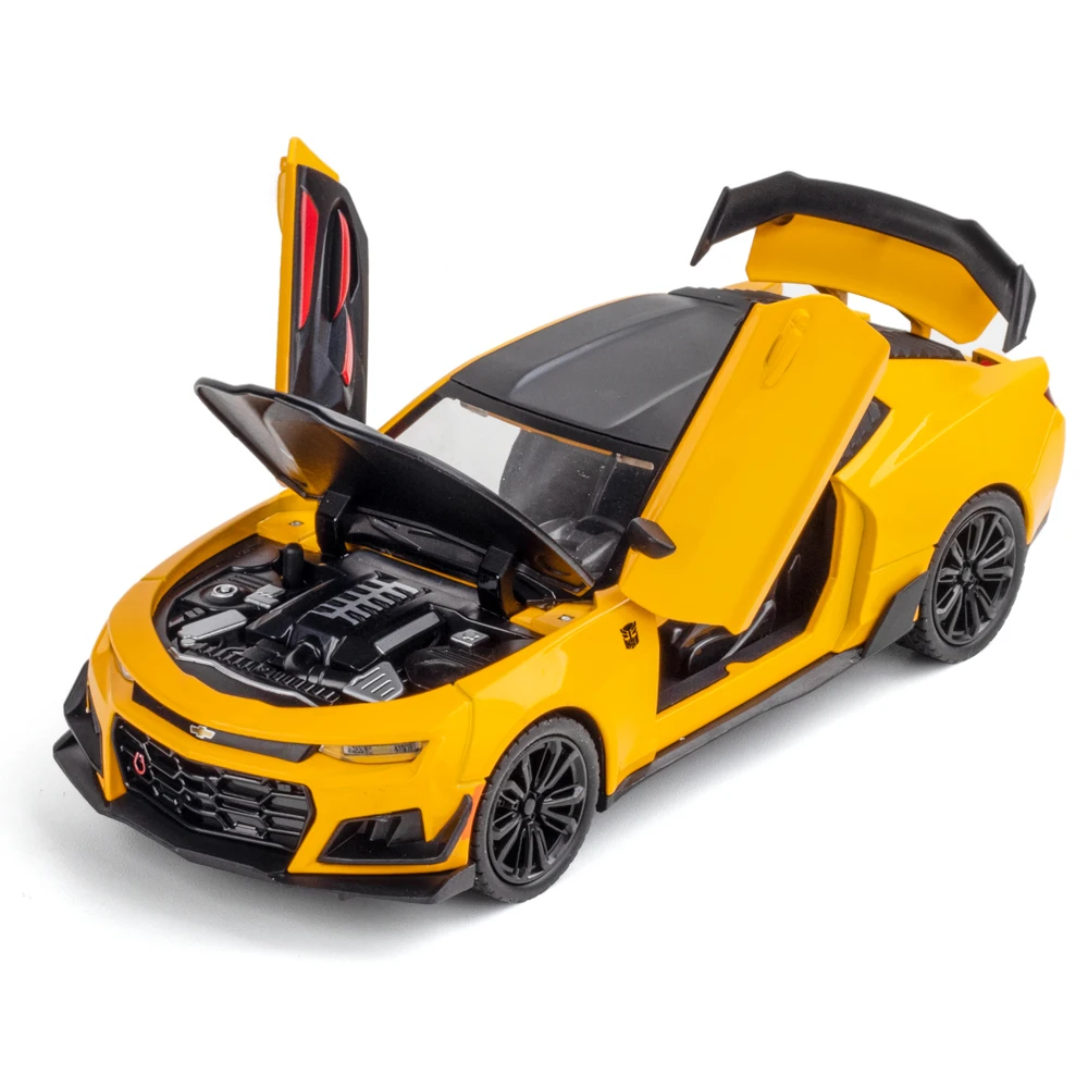 

1:24 Scale Diecast Toy Vehicle Model Chevrolet Camaro Super Car Pull Back Sound & Light Car Educational Collection Gift For Kid