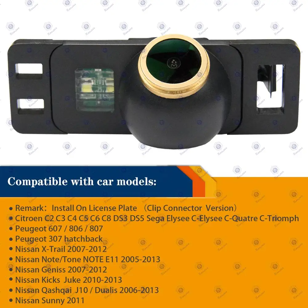 Резервная камера HD 1280x720p для Nissan Qashqai Kicks X-Trail Citroen C4/C5/C-Triumph/C-QuatreP eugeot 307 307CC MG3 Peugeot 607 |