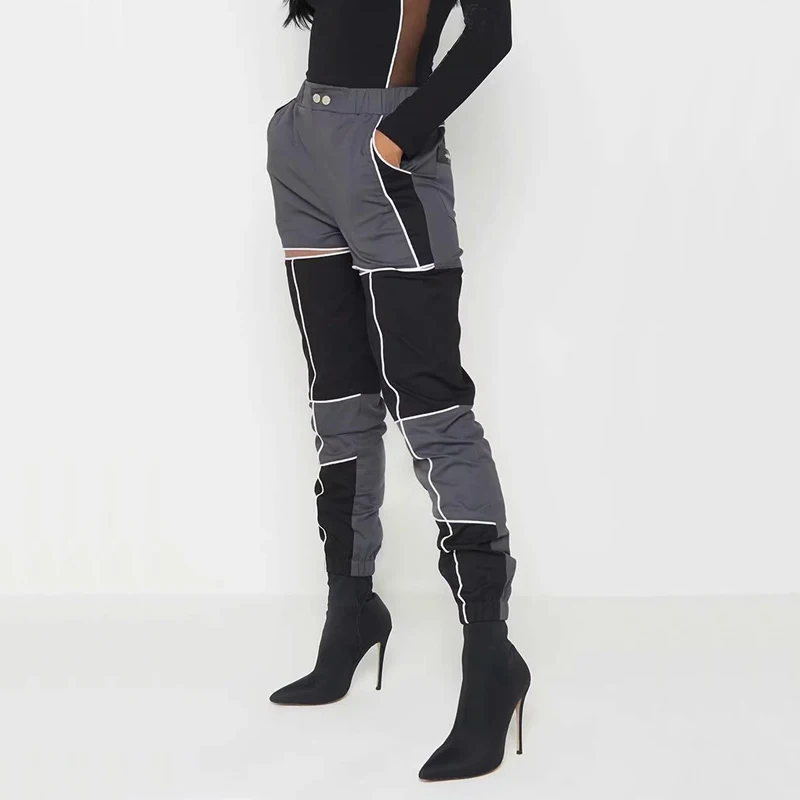 Женские цветные брюки карго с облегающими манжетами и вырезами | Женская одежда