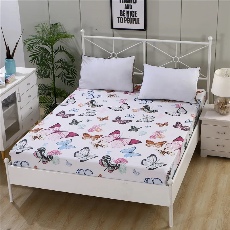 

LAGMTA 1pc 100% cotton fitted sheet plant cartoon plaid mattress cover Four Corners With Elastic band bed sheet can be customiza