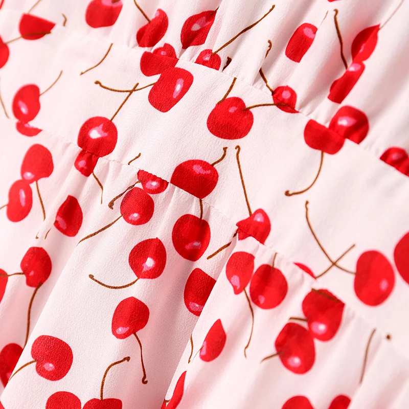 

100% Natural Silk Women Summer Dresses Elegant Fashion Ruffles V-neck Sleeveless Print Pure Real Silk Lady Asymmetrical Dress