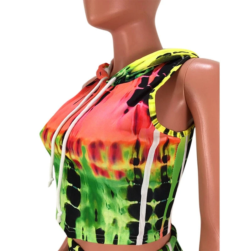 Женский Повседневный Спортивный костюм из двух предметов укороченный топ с