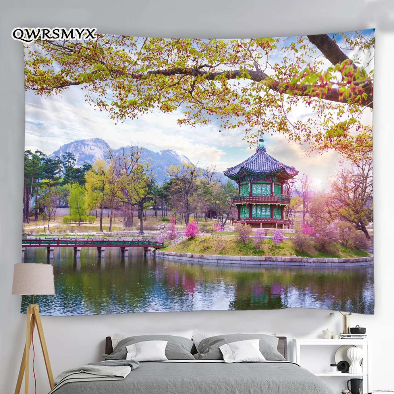 

Chinese Style Garden Landscape Tapestry Wall Hanging Aesthetic Natural Scenery Home Living Room Decoration Art Wall Tapestries