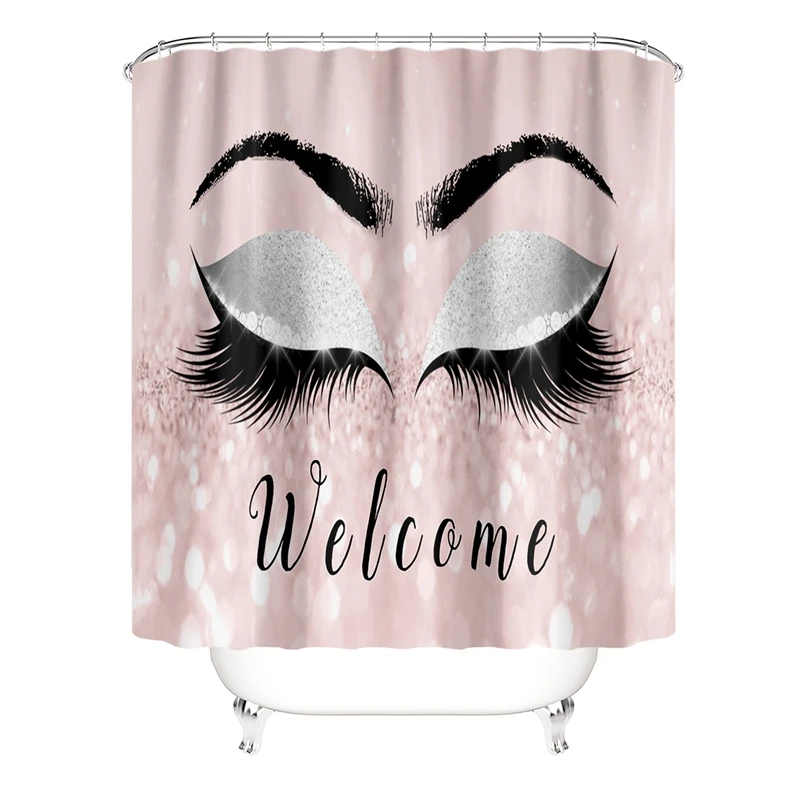 Eyeshadow Printed Bathroom Curtain Flannel Toilet Lid Cover Anti-Slip Soft Carpet Shower Bath Mats Set | Дом и сад