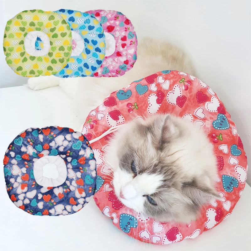 

Cat Elizabethan Collar Cute Love Heart Print Pet Dog Neck Cone Recovery Collar Anti-Bite Lick Wound Healing Protective E-Collar