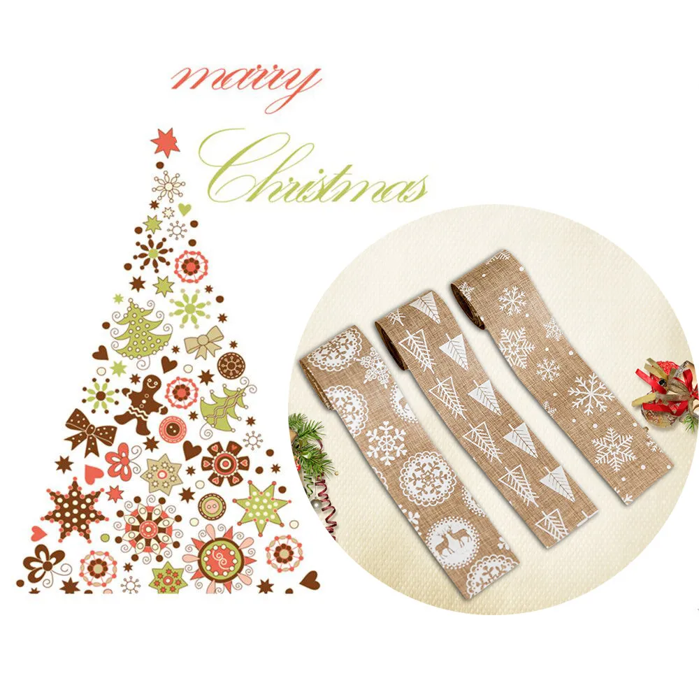2 м Мешковина Рождественская лента в рулонах льняные крафтовые ленты Декор для