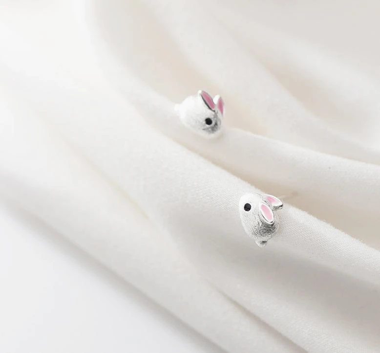 Милые серьги из серебра 925 в виде кролика для женщин и маленьких девочек, модное элегантное Ювелирное Украшение