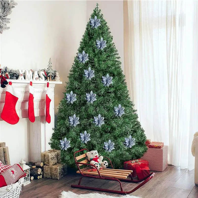 Искусственные цветы для украшения блестящие Пуансетии искусственные сделай сам