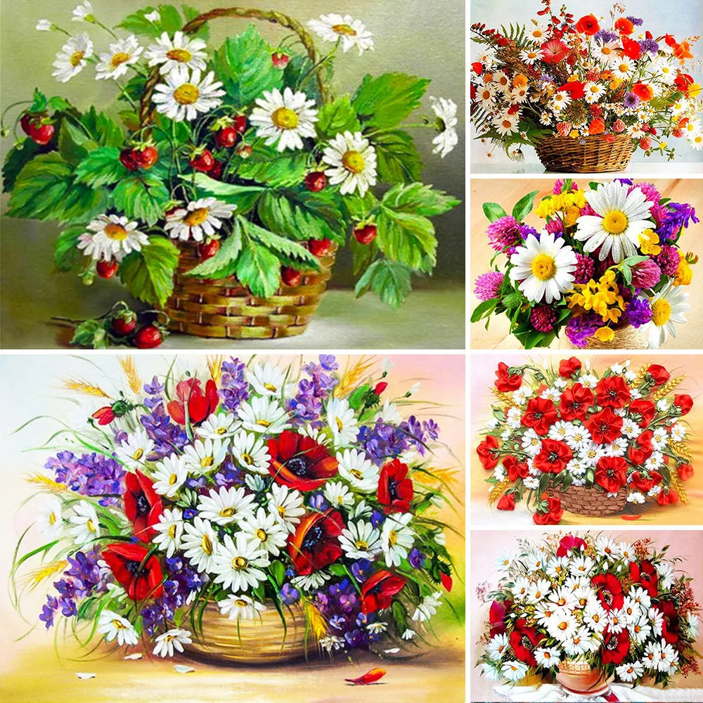 2020 Алмазная картина Meian flowe 5D крест стежка Маргаритка Стразы мозаика Вышивка